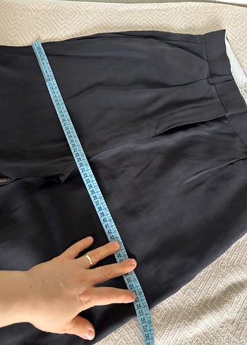 Kadın Siyah Keten Salaş Kumaş Pantolon - Görsel 9