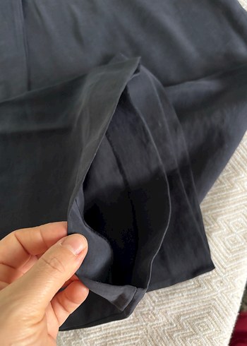 Kadın Siyah Keten Salaş Kumaş Pantolon - Görsel 5