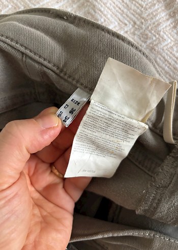 Düğmeli Erkek Keten Pantolon - Haki - Görsel 12