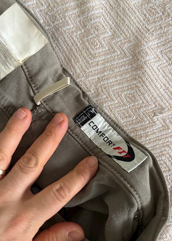 Düğmeli Erkek Keten Pantolon - Haki - Görsel 6