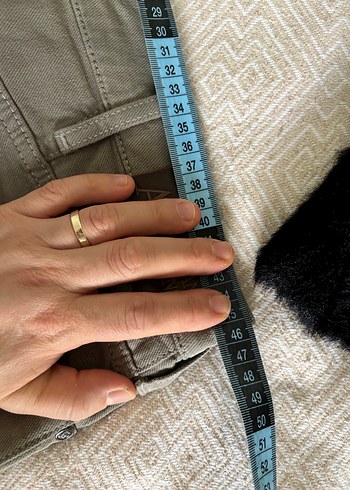 Düğmeli Erkek Keten Pantolon - Haki - Görsel 10