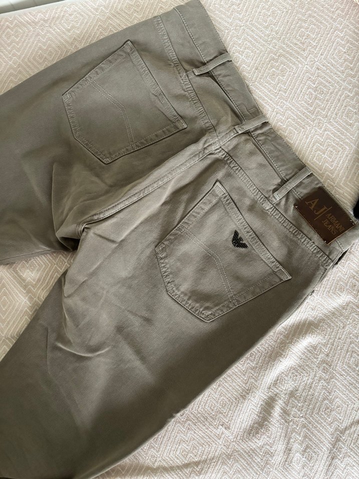 Düğmeli Erkek Keten Pantolon - Haki - Görsel 5