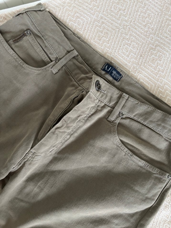 Düğmeli Erkek Keten Pantolon - Haki - Görsel 4