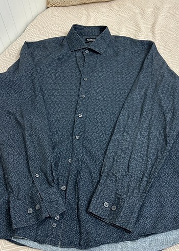 Düğmeli Gri Erkek Keten Gömlek - Görsel 3