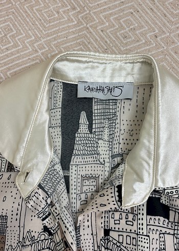 Gri Desenli Uzun Kollu Kadın Gömlek - Görsel 5