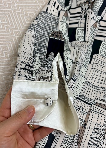 Gri Desenli Uzun Kollu Kadın Gömlek - Görsel 2