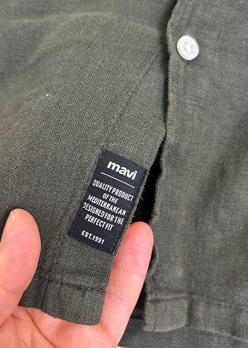 Düğmeli Kısa Kollu Keten Erkek Gömlek - Görsel 2