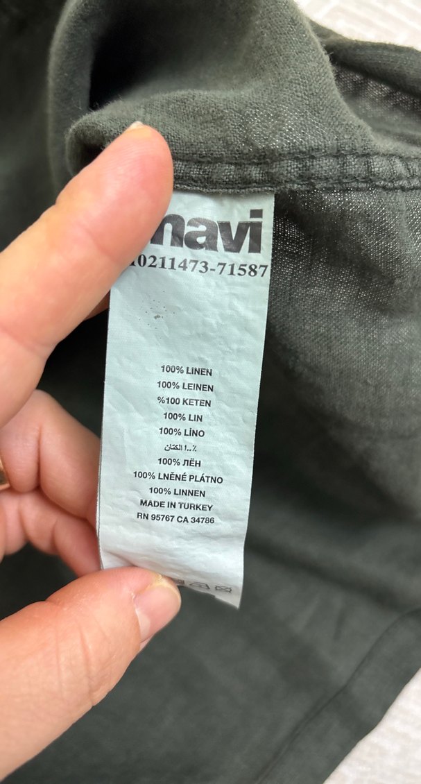 Düğmeli Kısa Kollu Keten Erkek Gömlek - Görsel 3