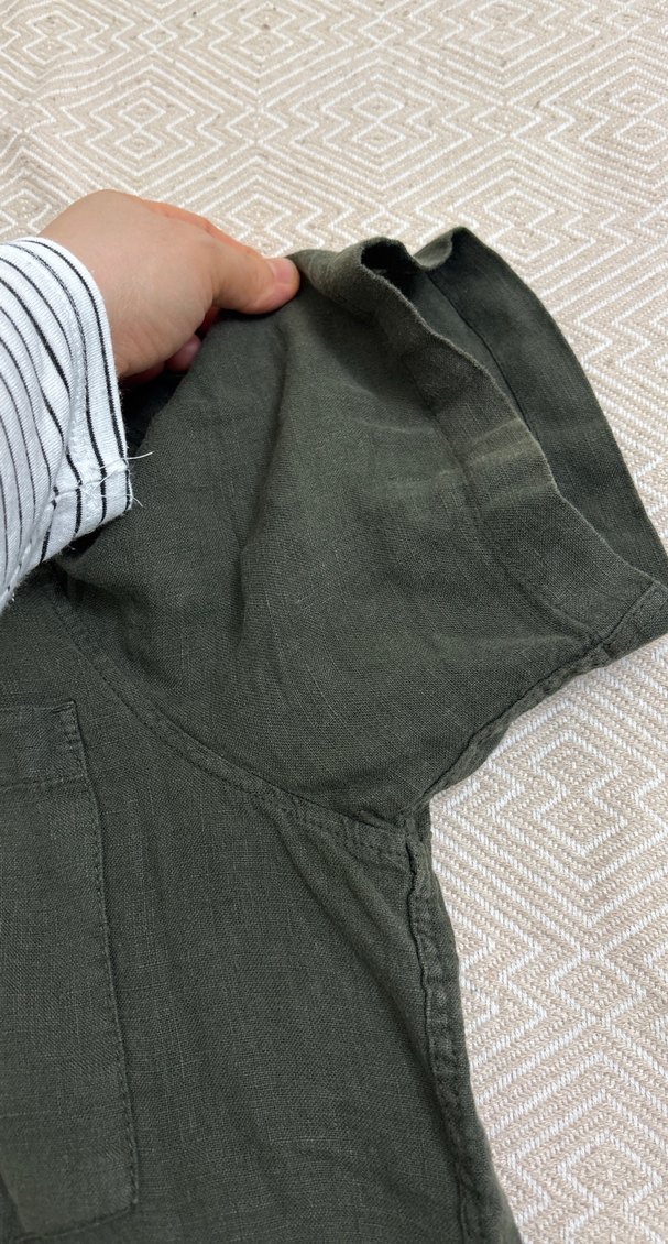 Düğmeli Kısa Kollu Keten Erkek Gömlek - Görsel 4