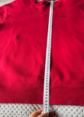 Kırmızı Erkek Sweatshirt, Bisiklet Yaka, Rahat Kesim - Görsel 8