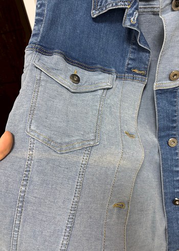 Düğmeli Baskılı Kadın Kot Yelek - Görsel 4