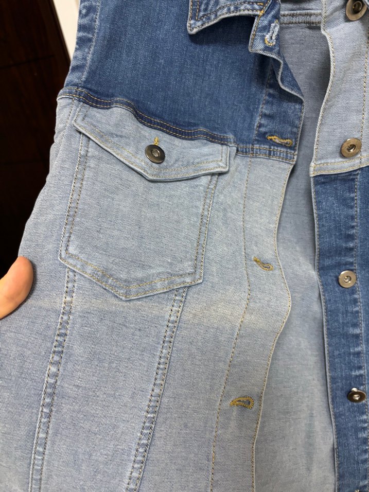 Düğmeli Baskılı Kadın Kot Yelek - Görsel 4