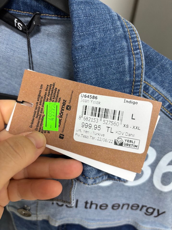 Düğmeli Baskılı Kadın Kot Yelek - Görsel 3