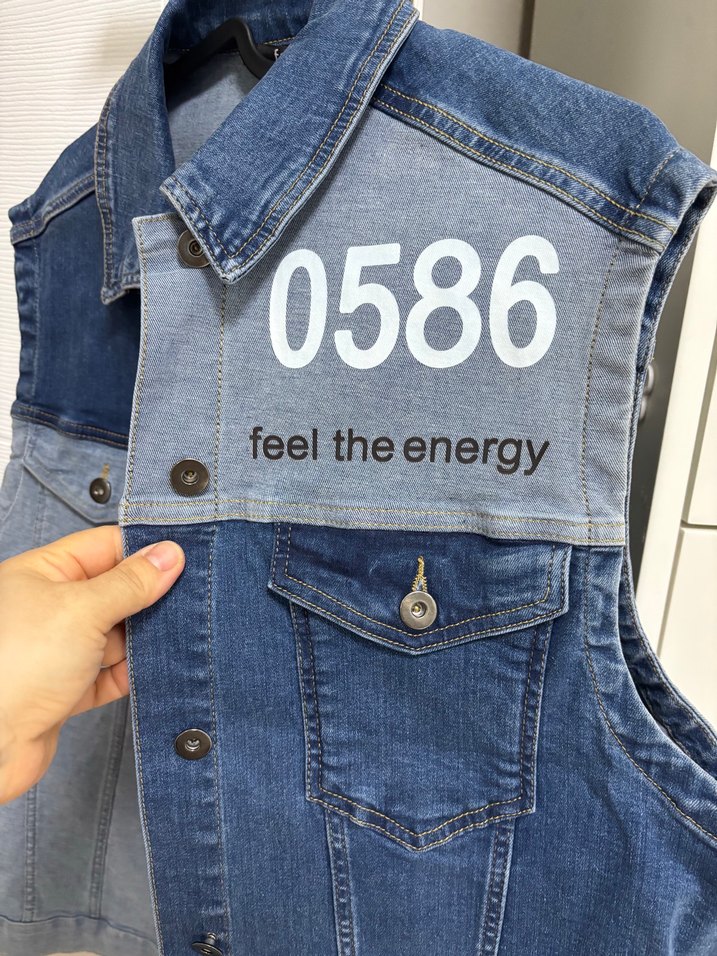 Düğmeli Baskılı Kadın Kot Yelek - Görsel 5