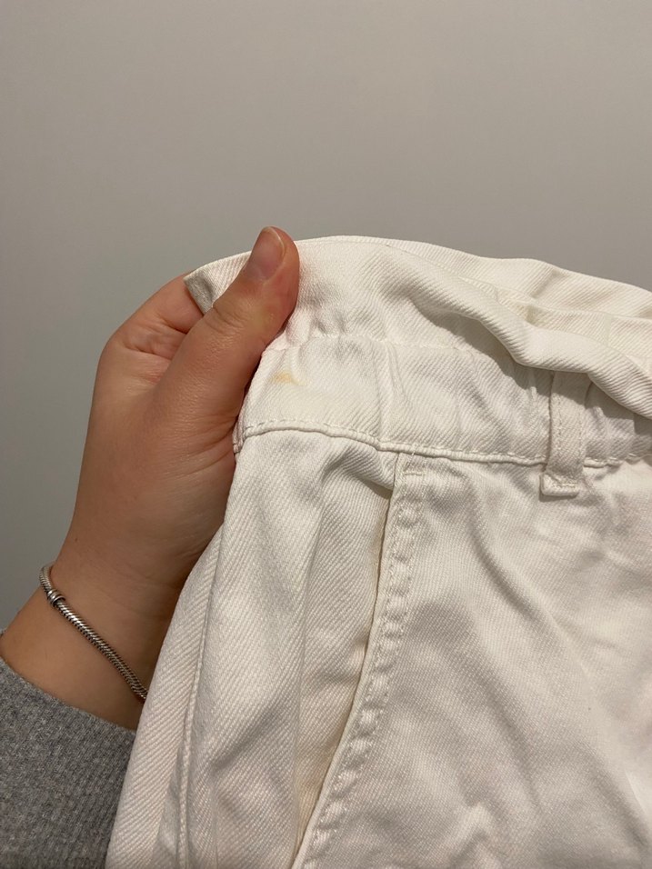 Düğmeli Beyaz Jean Midi Şort - Görsel 2