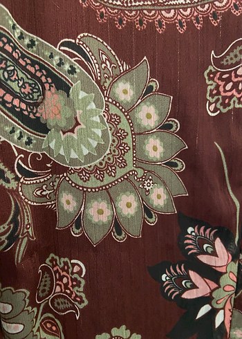 Bordo Bohem Desenli Kısa Elbise - Görsel 6