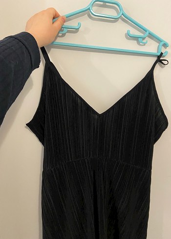 Siyah Pilili V Yaka Kadın Elbise - Görsel 3