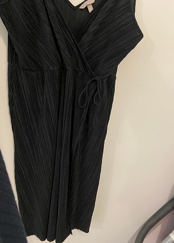 Siyah Pilili V Yaka Kadın Elbise - Görsel 2