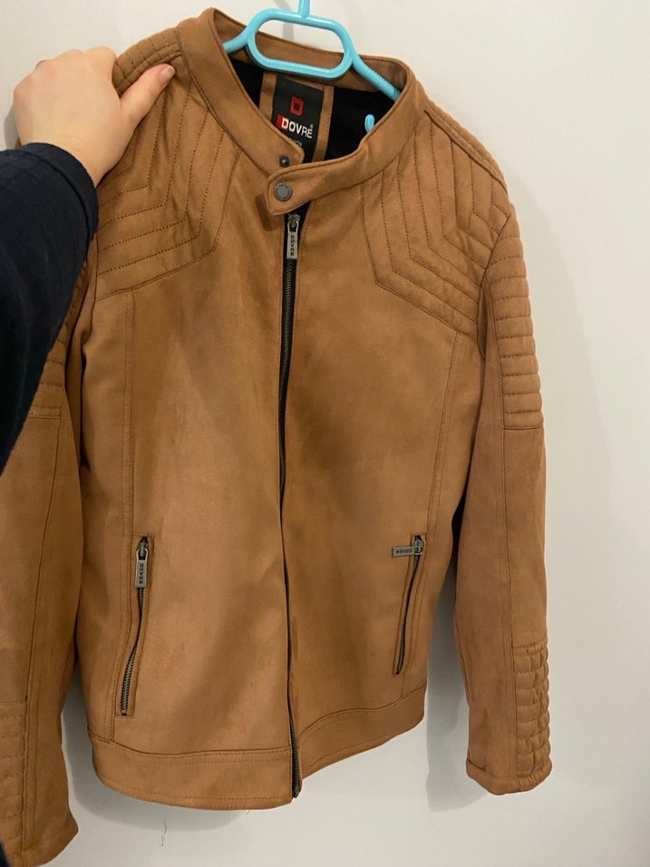 Dovre Kahverengi Süet Biker Ceket - Görsel 4