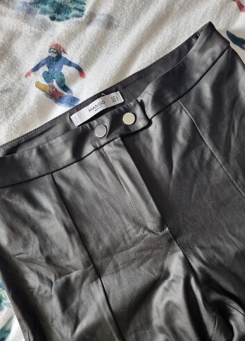 m Beden siyah Renk Mango deri pantalon ince