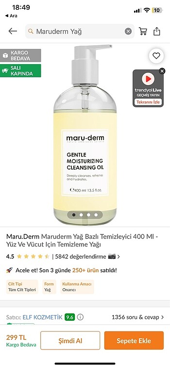 Maruderm yağ bazlı temizleyici
