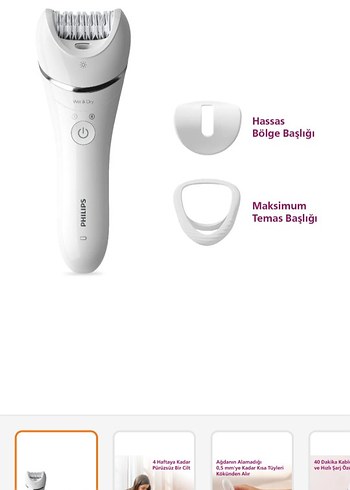 Philips Beyaz Epilatör Hassas ve Maksimum Başlık