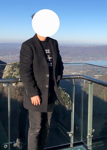 Düğmeli siyah Erkek Midi Kaban