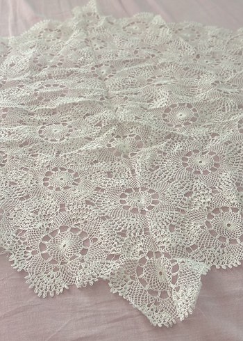Beyaz Nakışlı Bohem Dantel Örtü - Görsel 3
