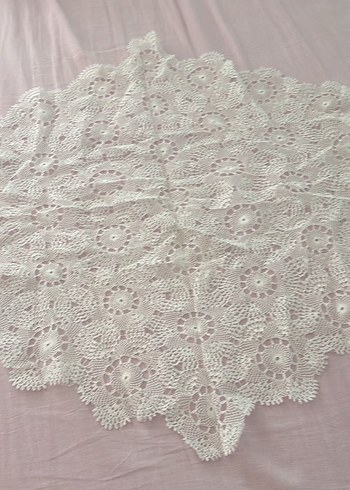 Beyaz Nakışlı Bohem Dantel Örtü - Görsel 4