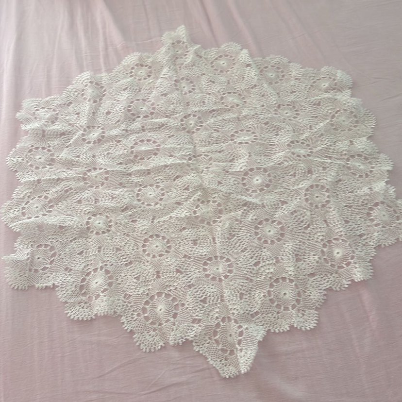 Beyaz Nakışlı Bohem Dantel Örtü - Görsel 4