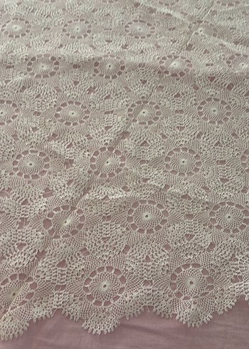 Bohem İşlemeli Beyaz Gri Dantel Kumaş - Görsel 2