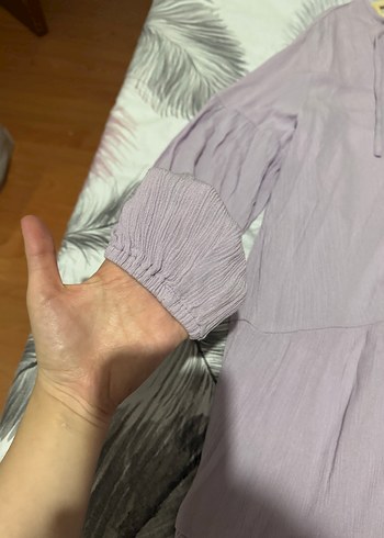 m Beden mor Renk Lila Hamile Bluzu, Uzun Kollu, Pilili
