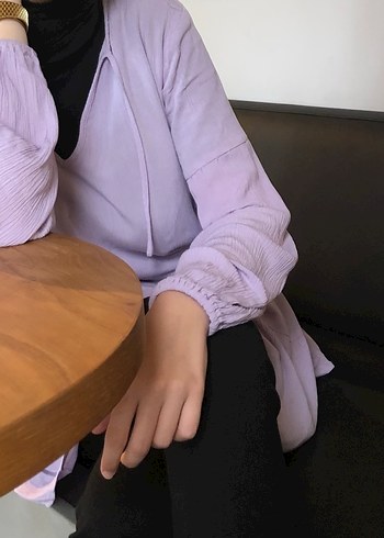 m Beden Lila Hamile Bluzu, Uzun Kollu, Pilili