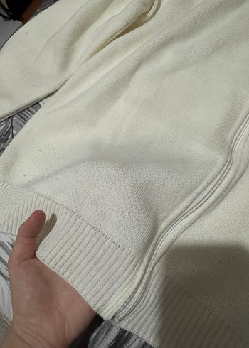 m Beden beyaz Renk Beyaz Yumuşak Fermuarlı Kadın Sweatshirt