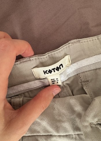 Koton Bej Midi Keten Kadın Pantolon