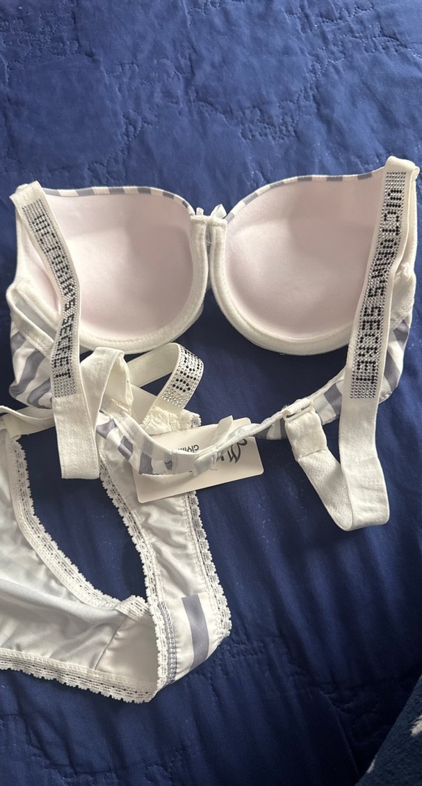 Gri Beyaz Çizgili dolgulu Sütyen Takımı - Görsel 4