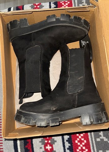 Siyah Kadın Platform Topuklu Tokalı Bot - Görsel 2