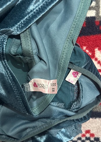 Koyu Mavi Kadife Bohem Sütyen ve Külot Takımı - Görsel 5