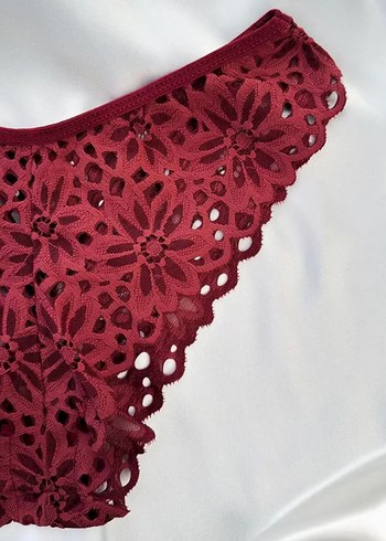 Bordo Nakışlı Bohem Sütyen ve Külot Takımı - Görsel 2