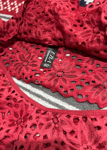 Bordo Nakışlı Bohem Sütyen ve Külot Takımı - Görsel 4