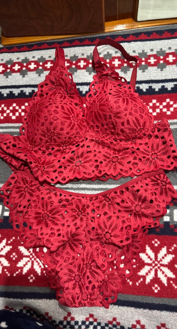 Bordo Nakışlı Bohem Sütyen ve Külot Takımı - Görsel 3