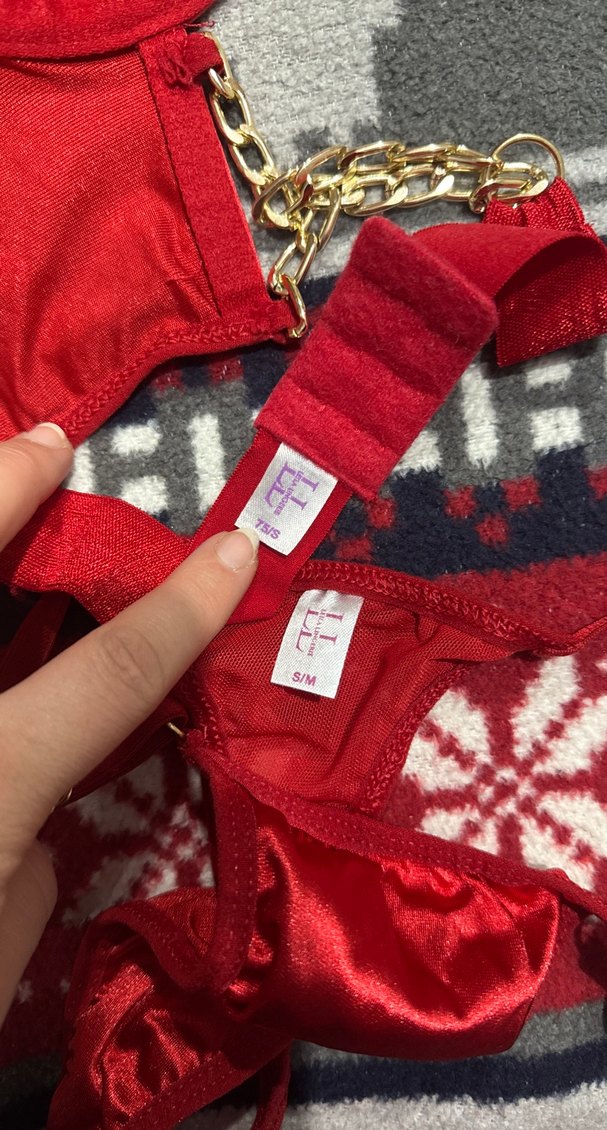 Kırmızı Parlak Mini Sütyen ve Tanga Takımı - Görsel 2