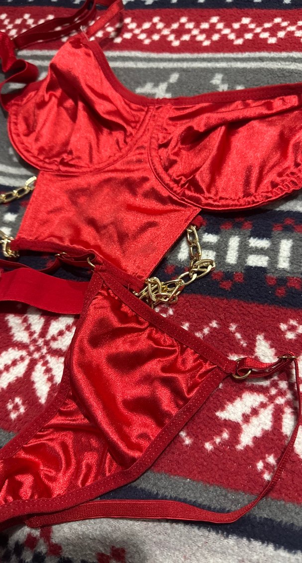 Kırmızı Parlak Mini Sütyen ve Tanga Takımı - Görsel 4