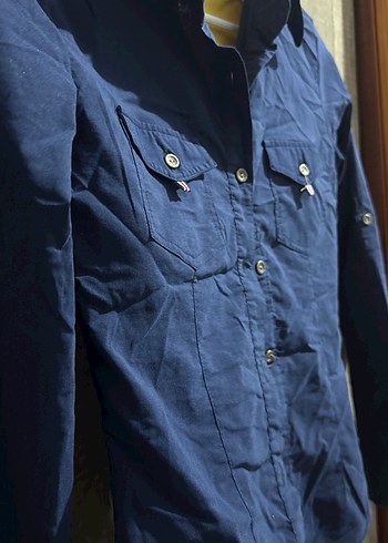 Lacivert Düğmeli Kadın Denim Gömlek - Görsel 2