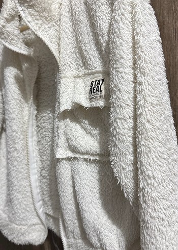 Beyaz Peluş Kadın Mini Ceket - Görsel 2