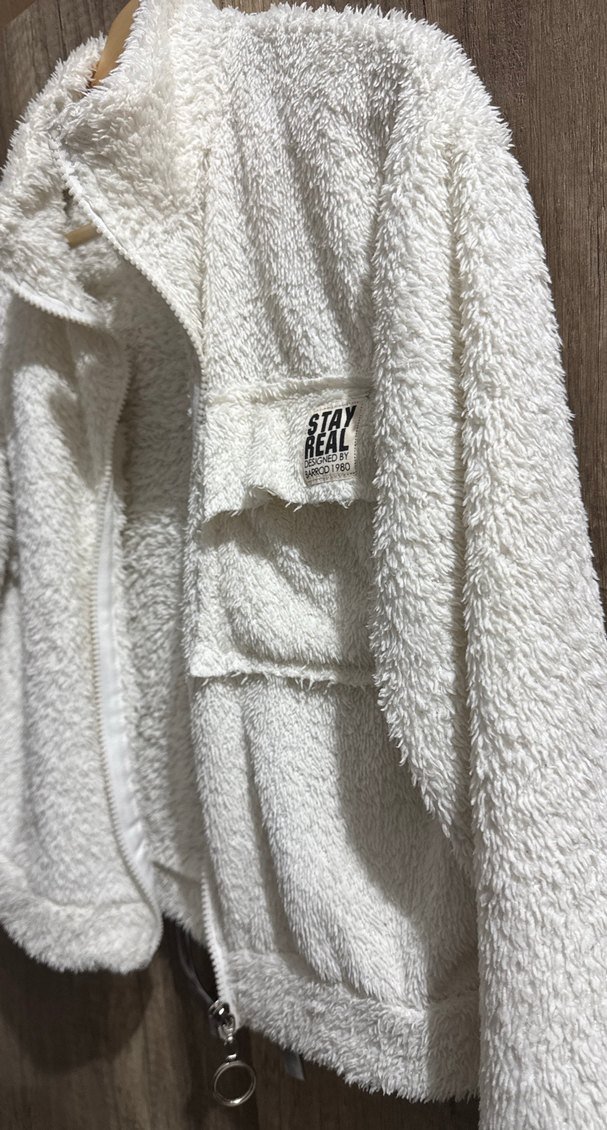 Beyaz Peluş Kadın Mini Ceket - Görsel 2