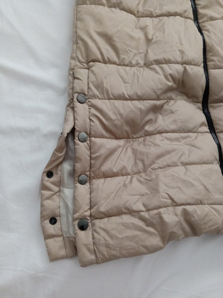 Bej Uzun Kadın Kışlık Mont Kürklü Kapüşonlu - Görsel 2