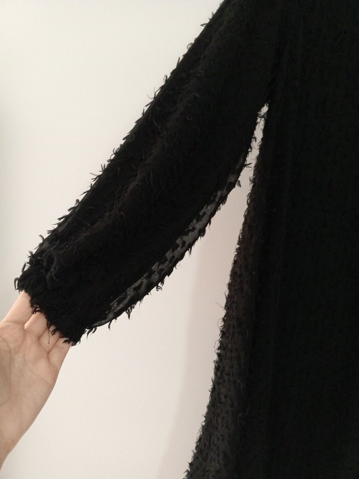 Uzun Kollu Siyah Gotik Keten Tunik - Görsel 3