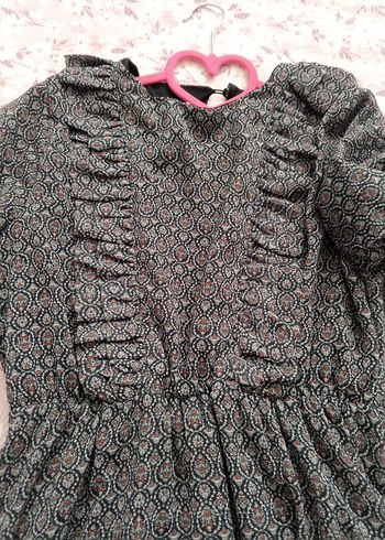 Gri Uzun Kollu şifon elbise - Görsel 3