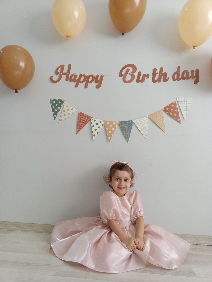 Pudra Renkli Kız Çocuk gelinlik - Görsel 3